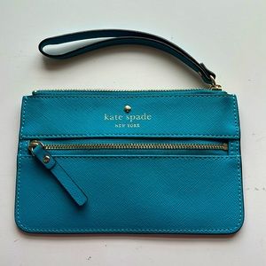 Kate Spade Bee Mikas Pond Leather Wristlet in Teal Blue